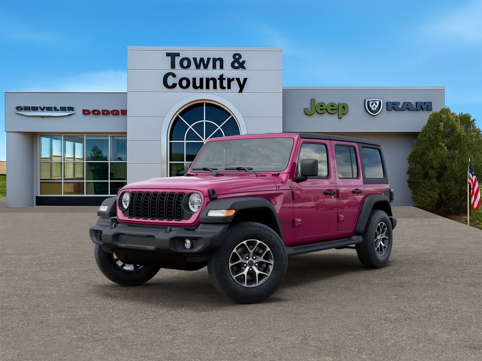 2026 Jeep Wrangler WRANGLER 4-DOOR SPORT S in Tuscadero Pearlcoat — front three-quarter view