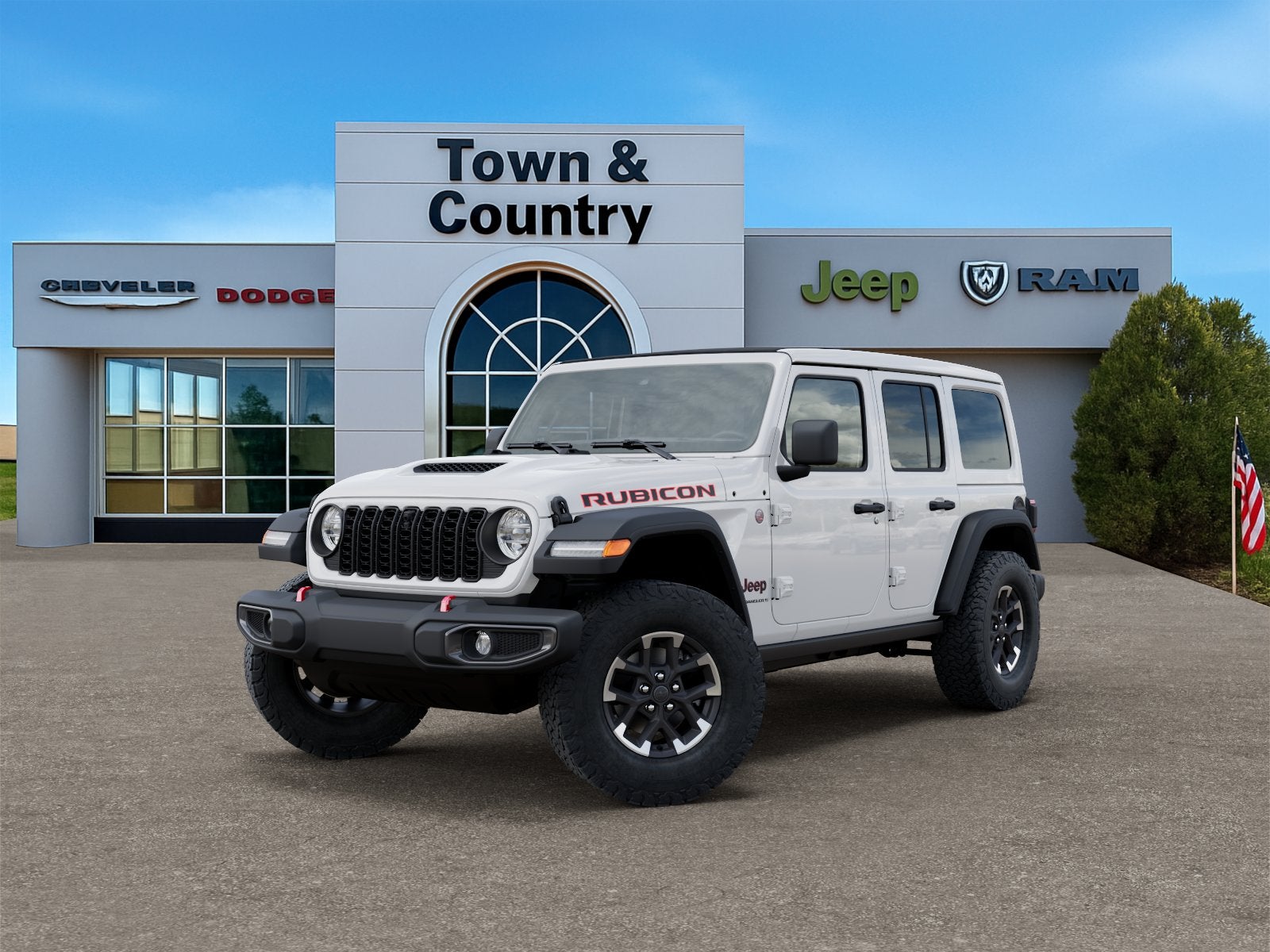 2026 Jeep Wrangler WRANGLER 4-DOOR RUBICON in Bright White Clear-Coat Exterior Paint — front three-quarter view
