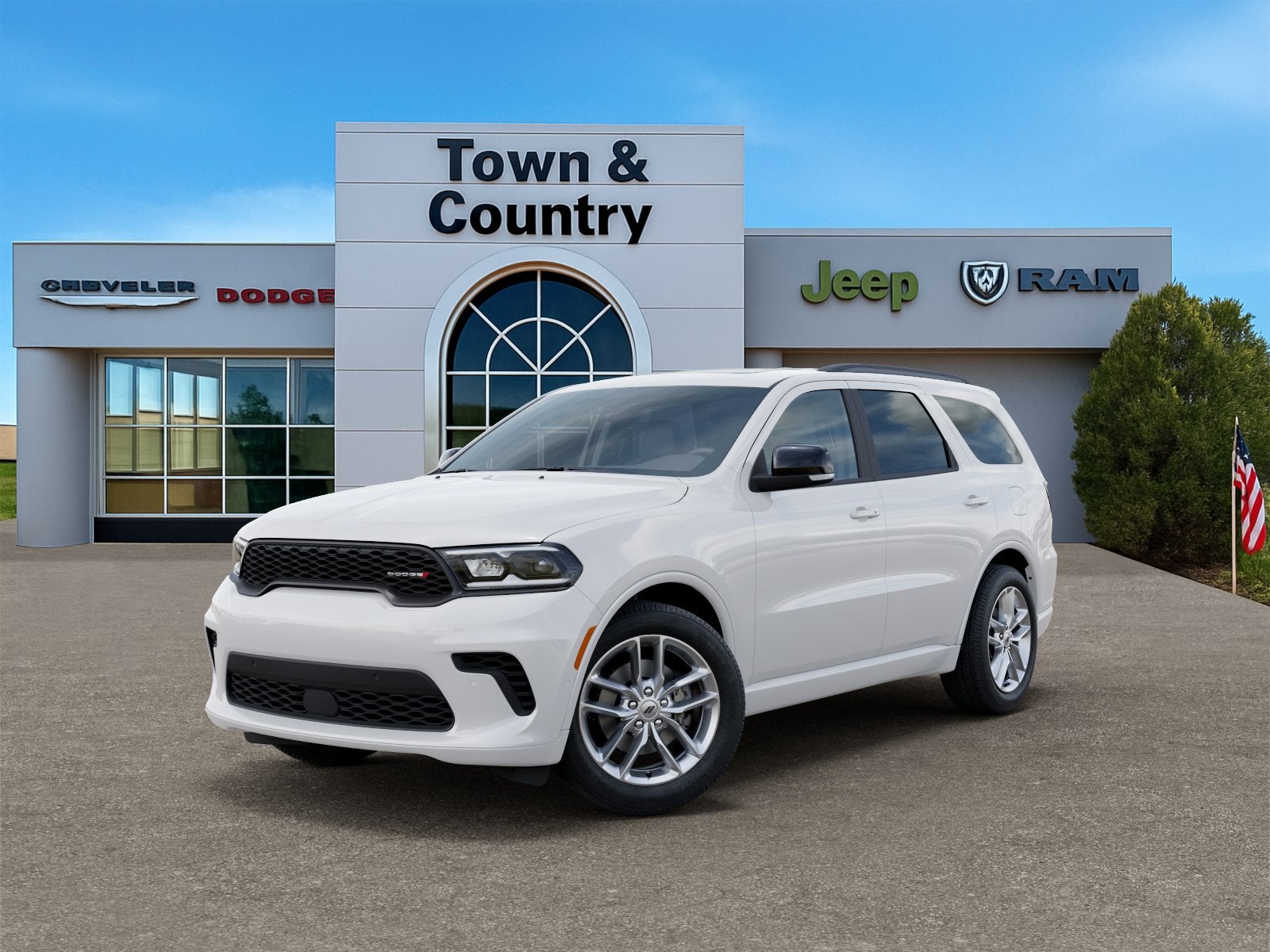 2026 Dodge Durango DURANGO GT PLUS AWD in White Knuckle Clear-Coat Exterior Paint — front three-quarter view