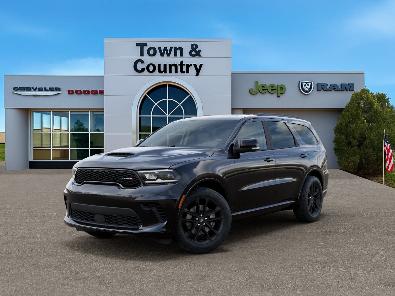 2026 Dodge Durango DURANGO GT PLUS AWD in Diamond Black Clear-Coat Exterior Paint — front three-quarter view