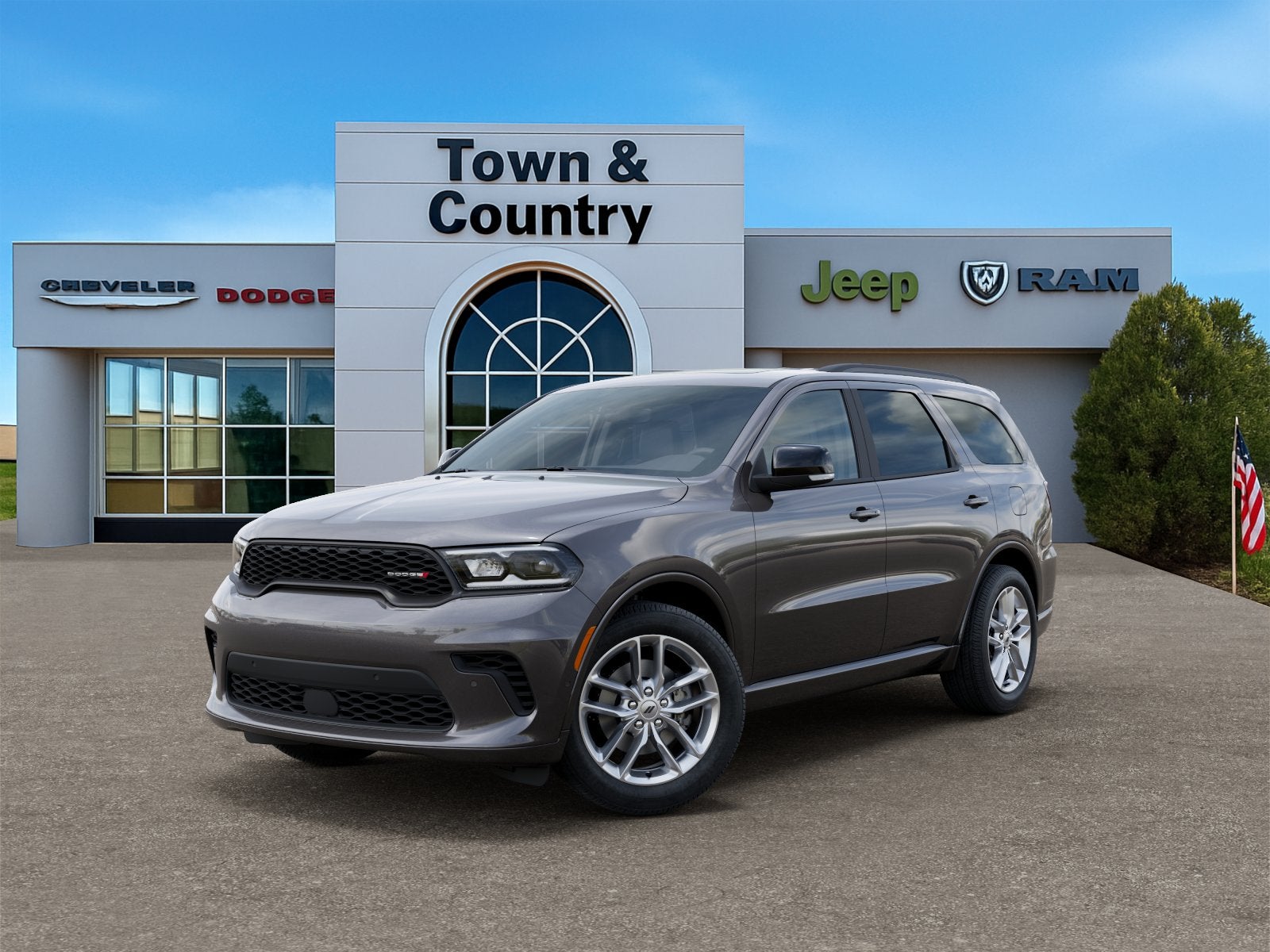2026 Dodge Durango DURANGO GT PLUS AWD in Vapor Gray Exterior Paint — front three-quarter view