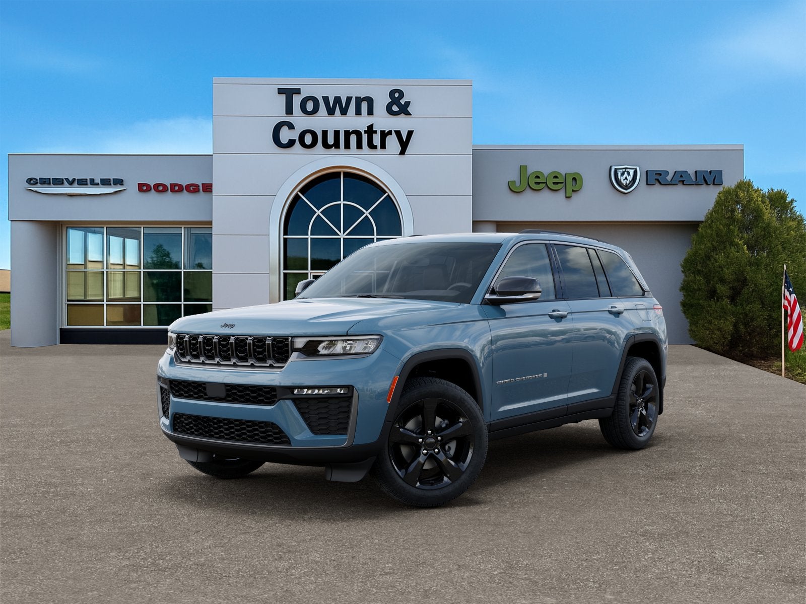 2026 Jeep Grand Cherokee GRAND CHEROKEE LIMITED 4X4 in Steel Blue Exterior Paint — front three-quarter view