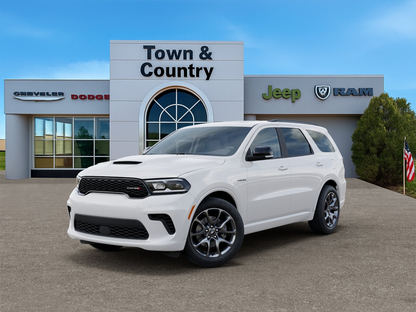 2026 Dodge Durango DURANGO GT PLUS AWD HEMI V8 in White Knuckle Clear-Coat Exterior Paint — front three-quarter view