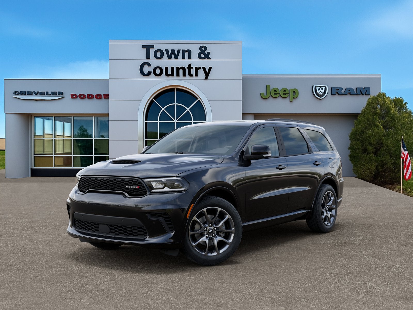 2026 Dodge Durango DURANGO GT PLUS AWD HEMI V8 in Diamond Black Clear-Coat Exterior Paint — front three-quarter view