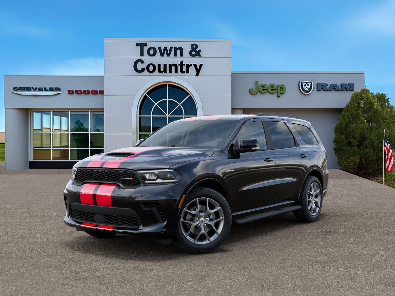 2026 Dodge Durango DURANGO GT PLUS AWD HEMI V8 in Diamond Black Clear-Coat Exterior Paint — front three-quarter view