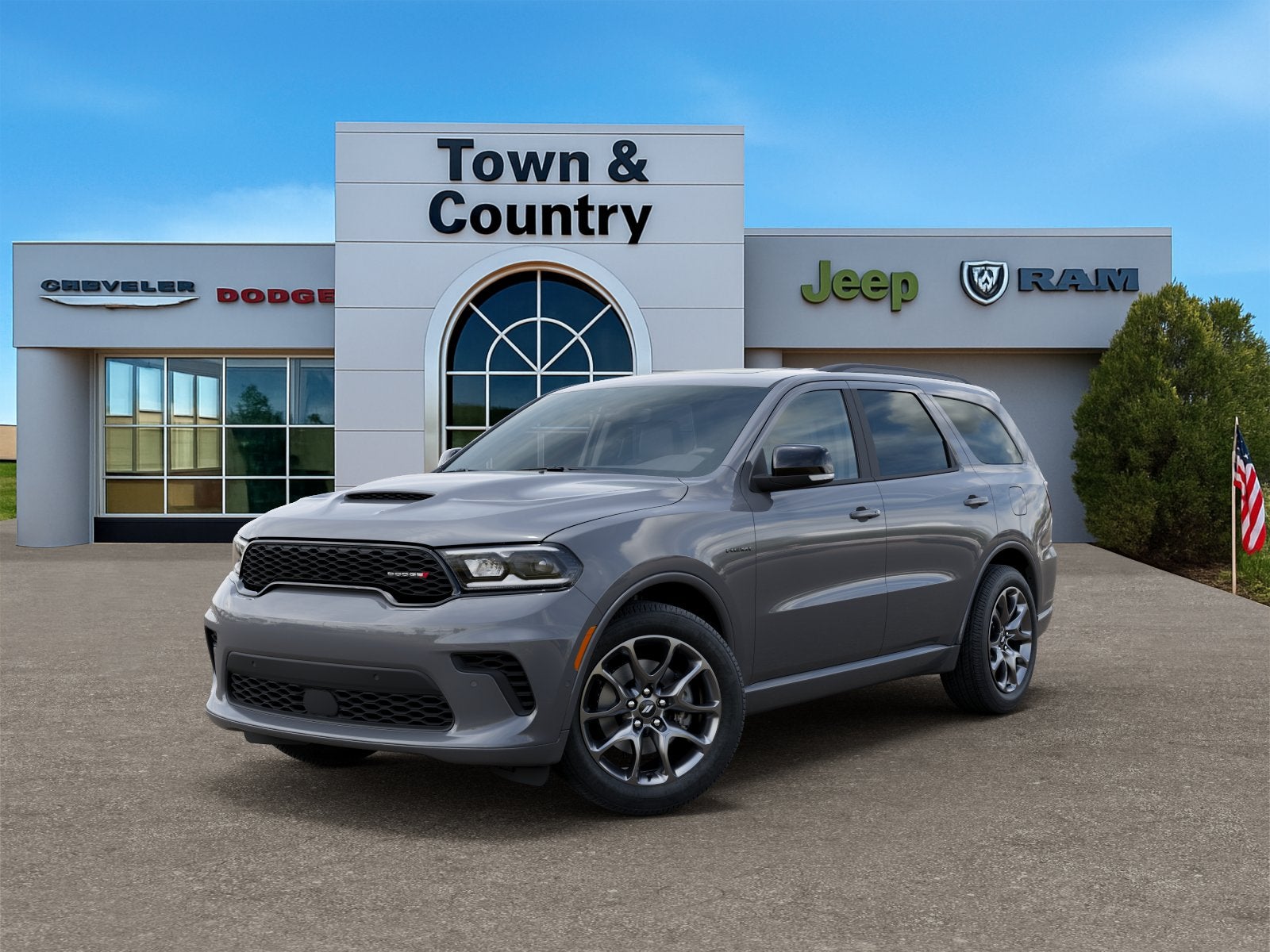 2026 Dodge Durango DURANGO GT PLUS AWD HEMI V8 in Destroyer Gray Clear-Coat Exterior Paint — front three-quarter view