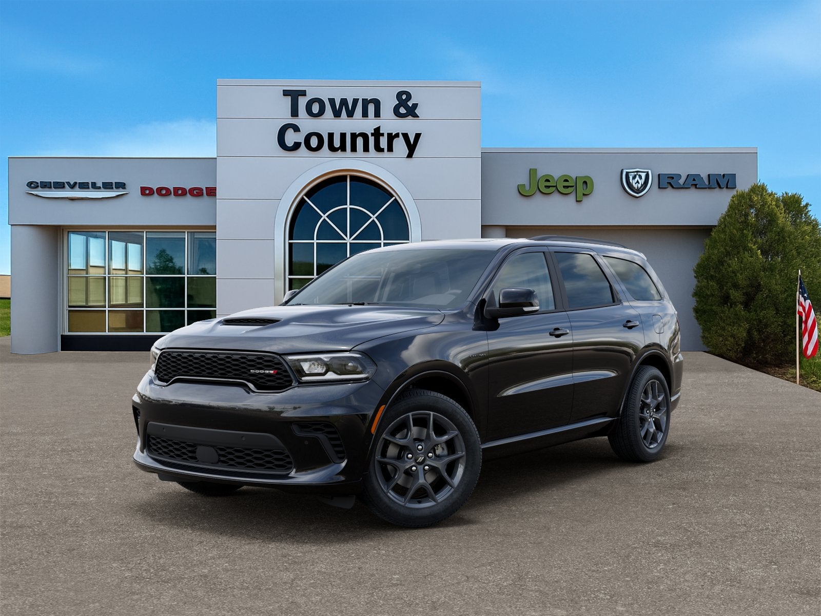2026 Dodge Durango DURANGO GT PLUS AWD HEMI V8 in Diamond Black Clear-Coat Exterior Paint — front three-quarter view