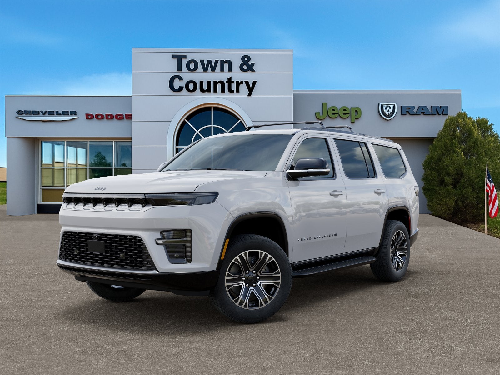 2026 Jeep Grand Wagoneer GRAND WAGONEER 4X4 in Bright White Clear-Coat Exterior Paint — front three-quarter view