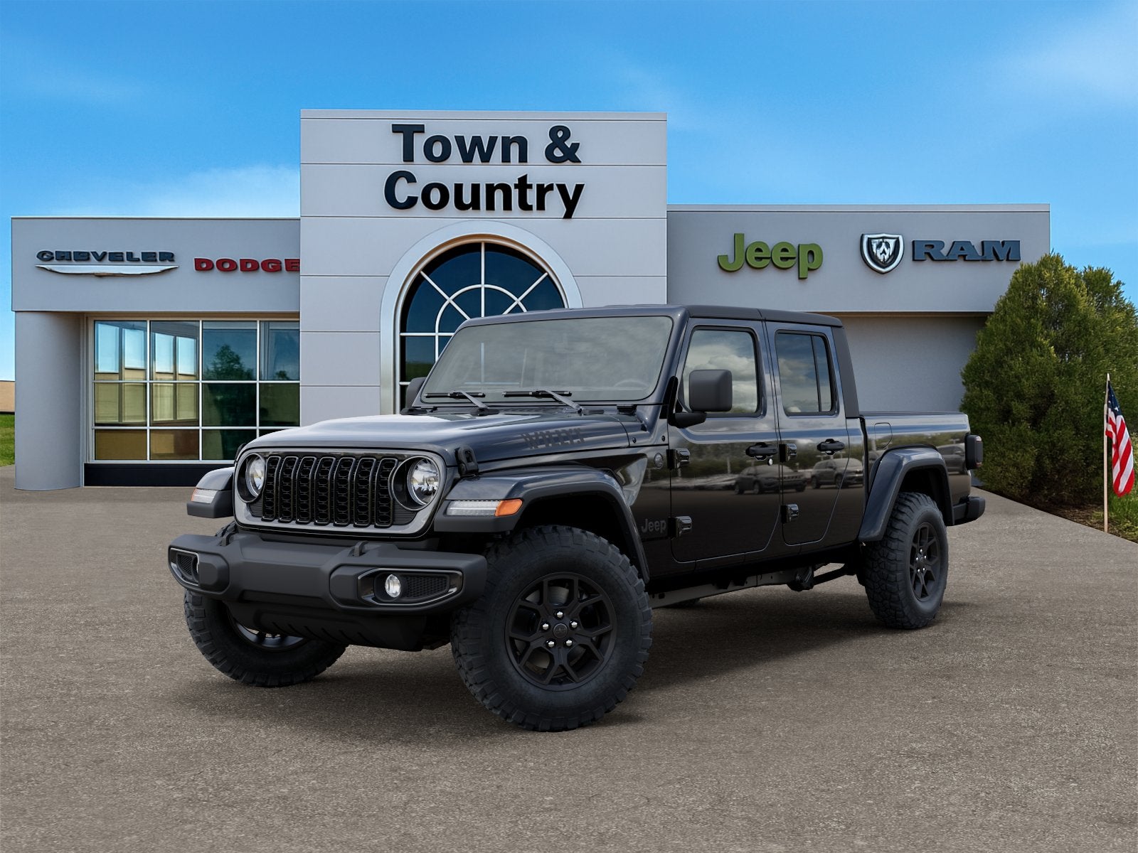 2026 Jeep Gladiator GLADIATOR WILLYS 4X4 in Black Clear-Coat Exterior Paint — front three-quarter view