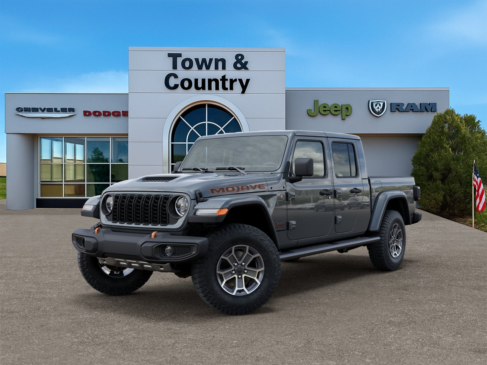 2026 Jeep Gladiator GLADIATOR MOJAVE 4X4 in Anvil Clear-Coat Exterior Paint — front three-quarter view