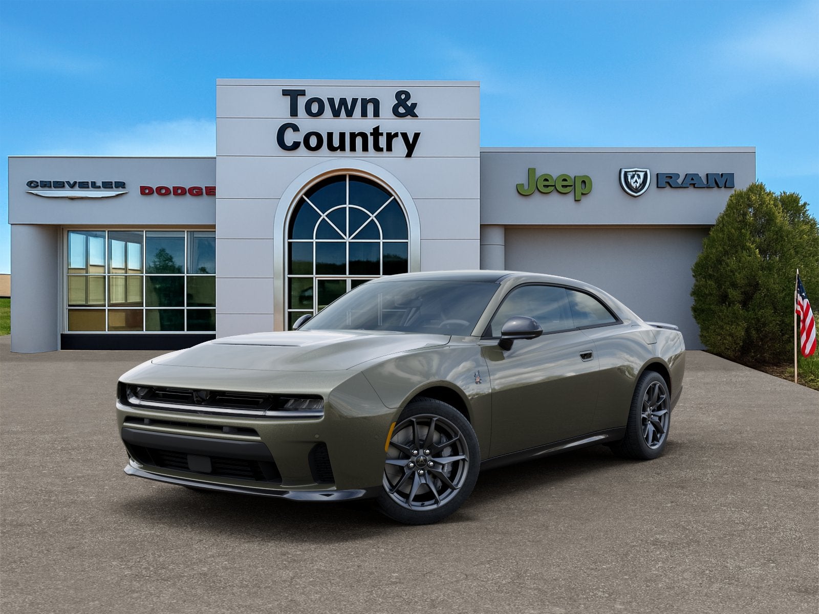 2026 Dodge Charger CHARGER SCAT PACK PLUS 2-DOOR AWD in Green Machine Exterior Paint — front three-quarter view