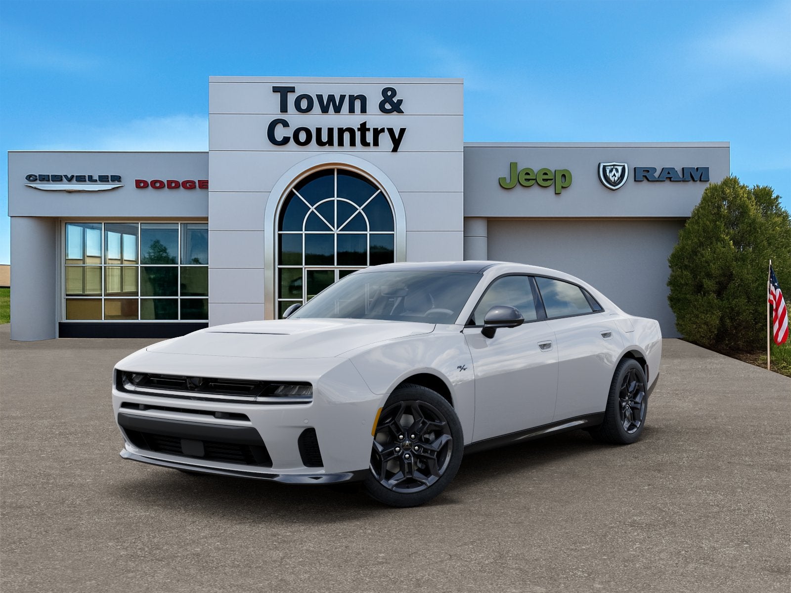 2026 Dodge Charger CHARGER R/T PLUS 4-DOOR AWD in White Knuckle Exterior Paint — front three-quarter view