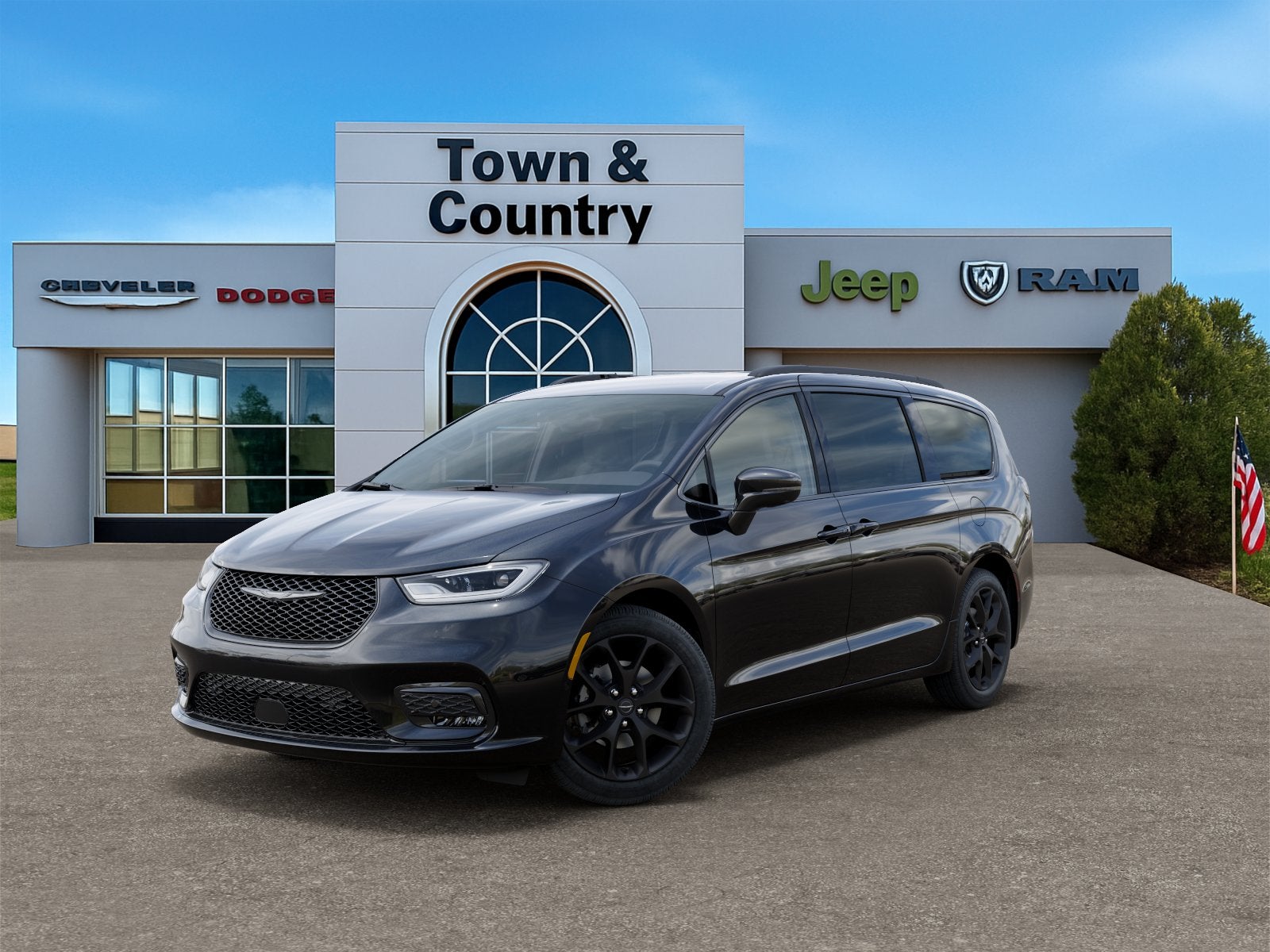 2026 Chrysler Pacifica PACIFICA SELECT in Diamond Black Crystal Pearl-Coat Exterior Paint — front three-quarter view