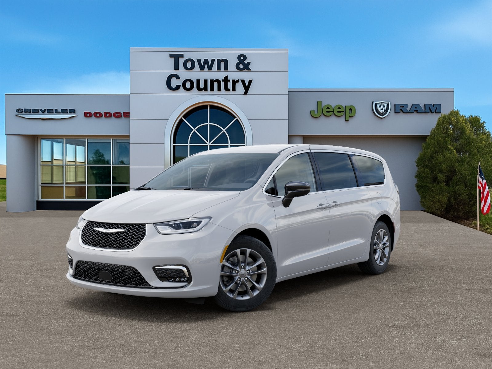 2026 Chrysler Pacifica PACIFICA SELECT AWD in Bright White Clear-Coat Exterior Paint — front three-quarter view