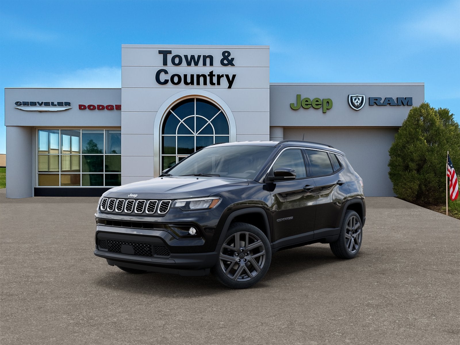 2026 Jeep Compass COMPASS LIMITED ALTITUDE 4X4 in Diamond Black Crystal Pearl-Coat Exterior Paint — front three-quarter view