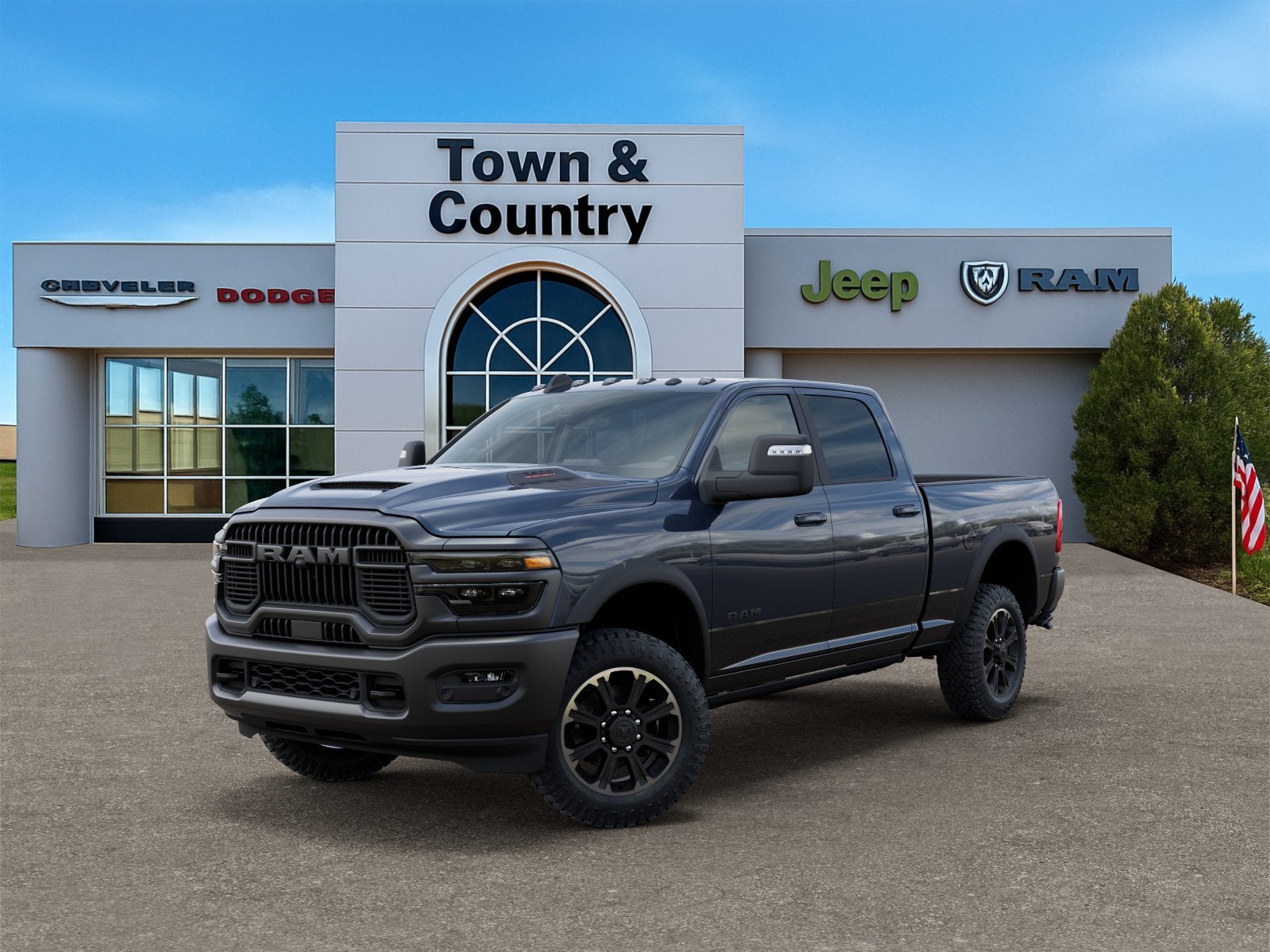 2026 RAM Ram 2500 RAM 2500 REBEL CREW CAB 4X4 6'4' BOX in Forged Blue Metallic Exterior Paint — front three-quarter view
