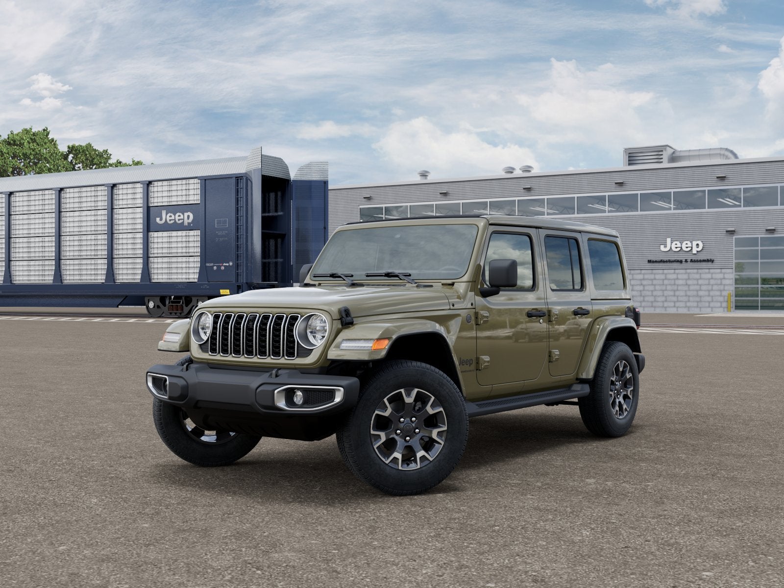 2026 Jeep Wrangler WRANGLER 4-DOOR SAHARA in 41 Exterior Paint — front three-quarter view