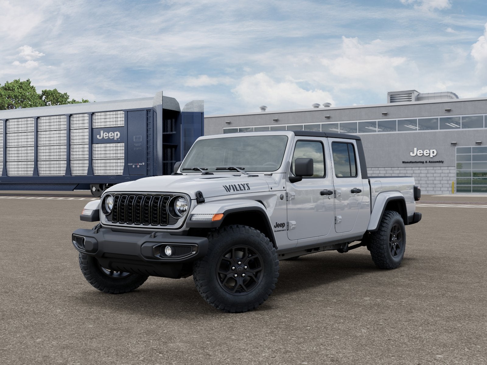 2026 Jeep Gladiator GLADIATOR WILLYS 4X4 in Bright White Clear-Coat Exterior Paint — front three-quarter view