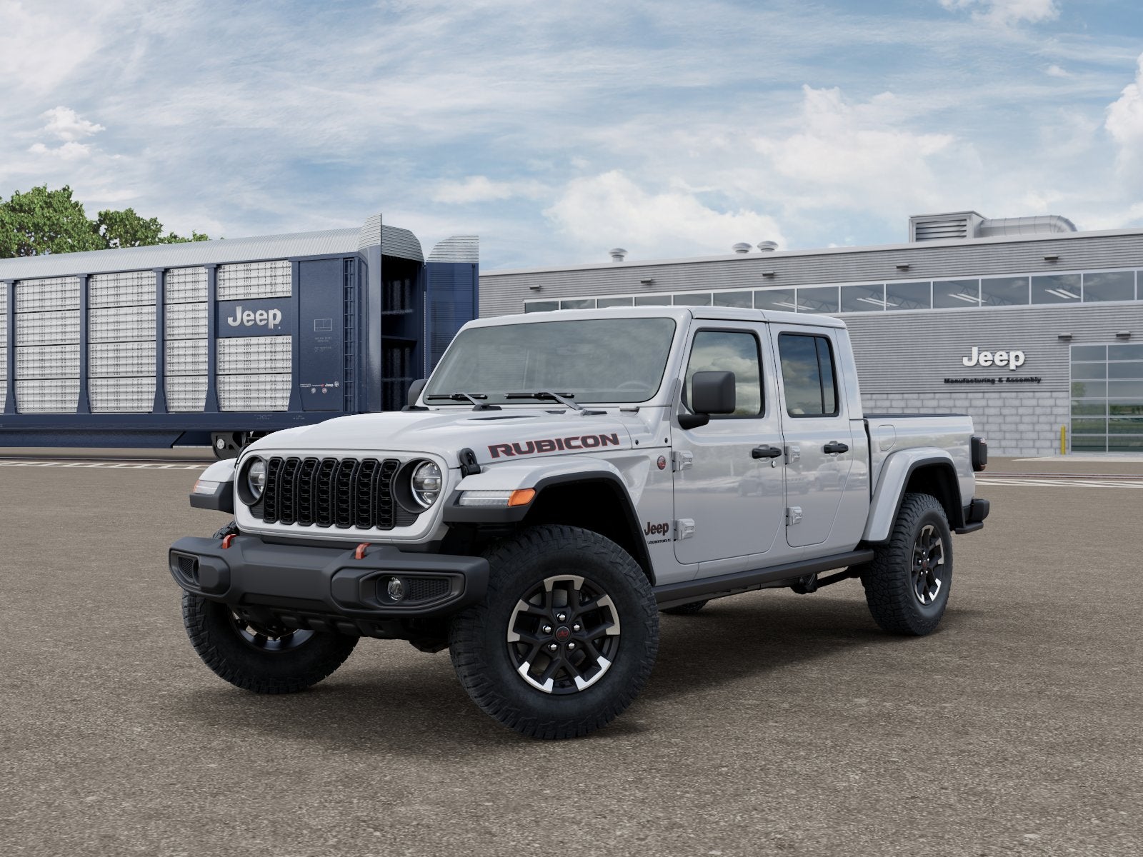 2026 Jeep Gladiator GLADIATOR RUBICON 4X4 in Bright White Clear-Coat Exterior Paint — front three-quarter view