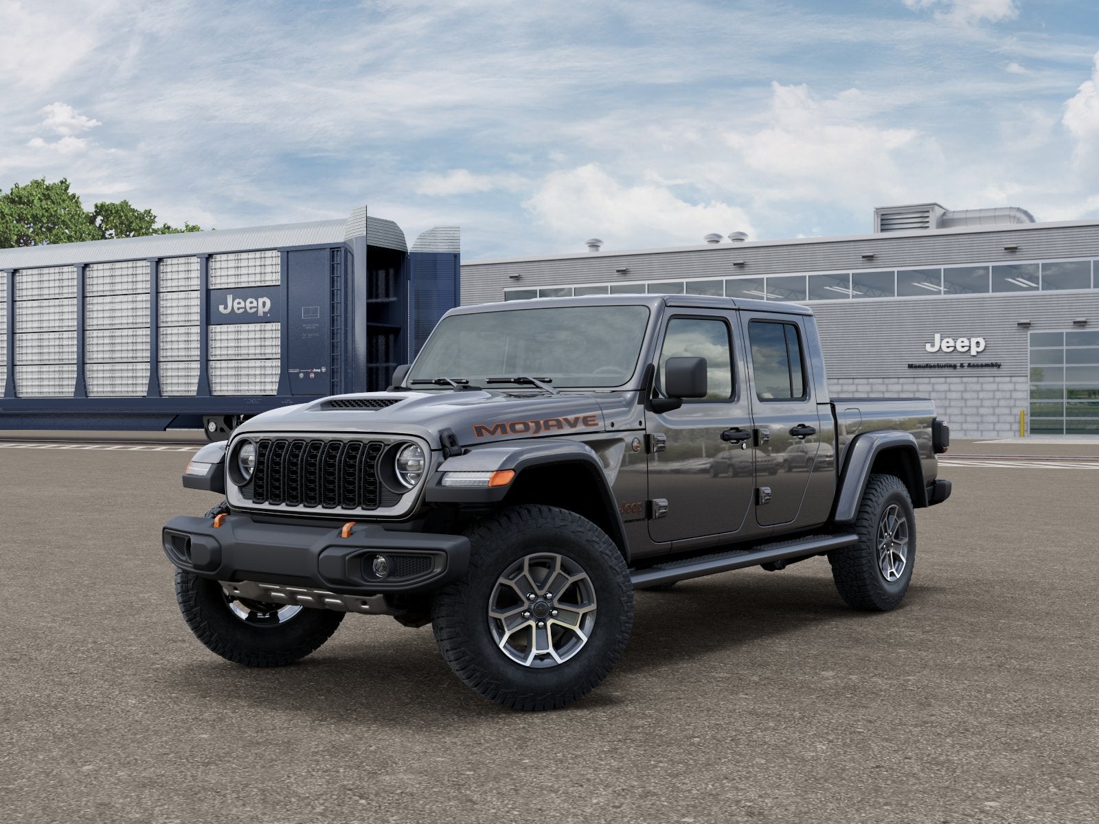 2026 Jeep Gladiator GLADIATOR MOJAVE 4X4 in Granite Crystal Metallic Clear-Coat Exterior Paint — front three-quarter view