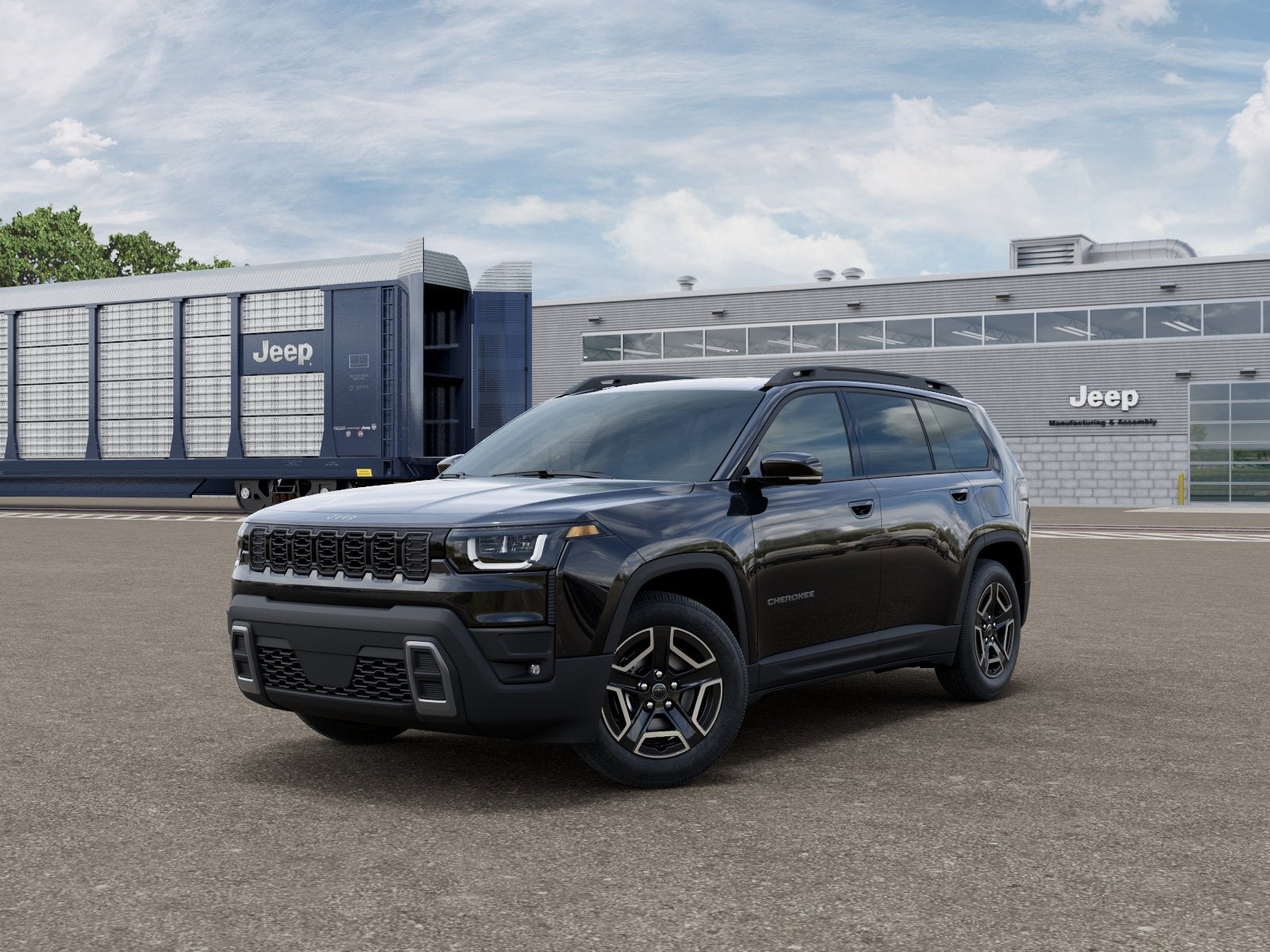2026 Jeep Cherokee CHEROKEE LIMITED 4X4 in Diamond Black Crystal Pearl-Coat Exterior Paint — front three-quarter view