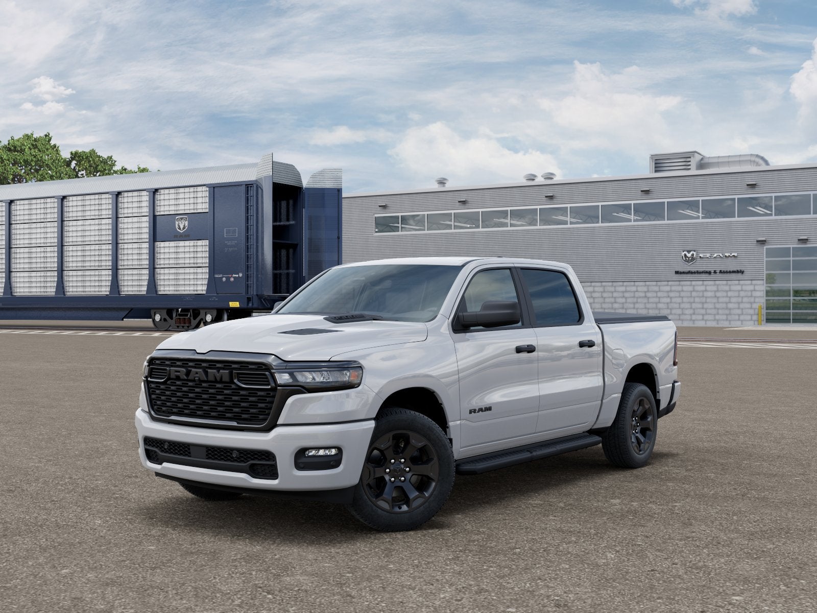 2026 RAM Ram 1500 RAM 1500 EXPRESS CREW CAB 4X4 5'7' BOX in Bright White Clear-Coat Exterior Paint — front three-quarter view
