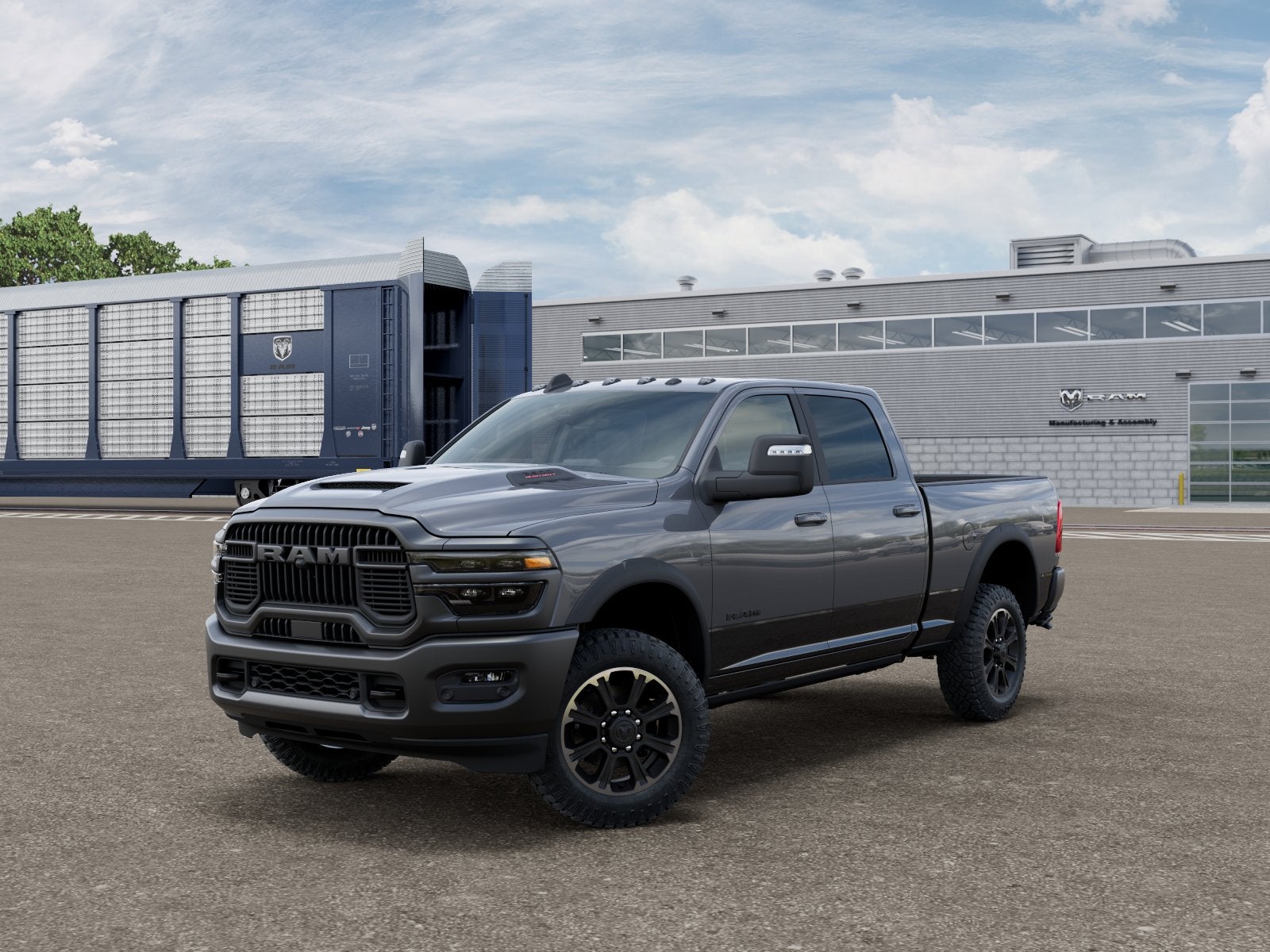 2026 RAM Ram 2500 RAM 2500 REBEL CREW CAB 4X4 6'4' BOX in Ceramic Gray Clear-Coat Exterior Paint — front three-quarter view