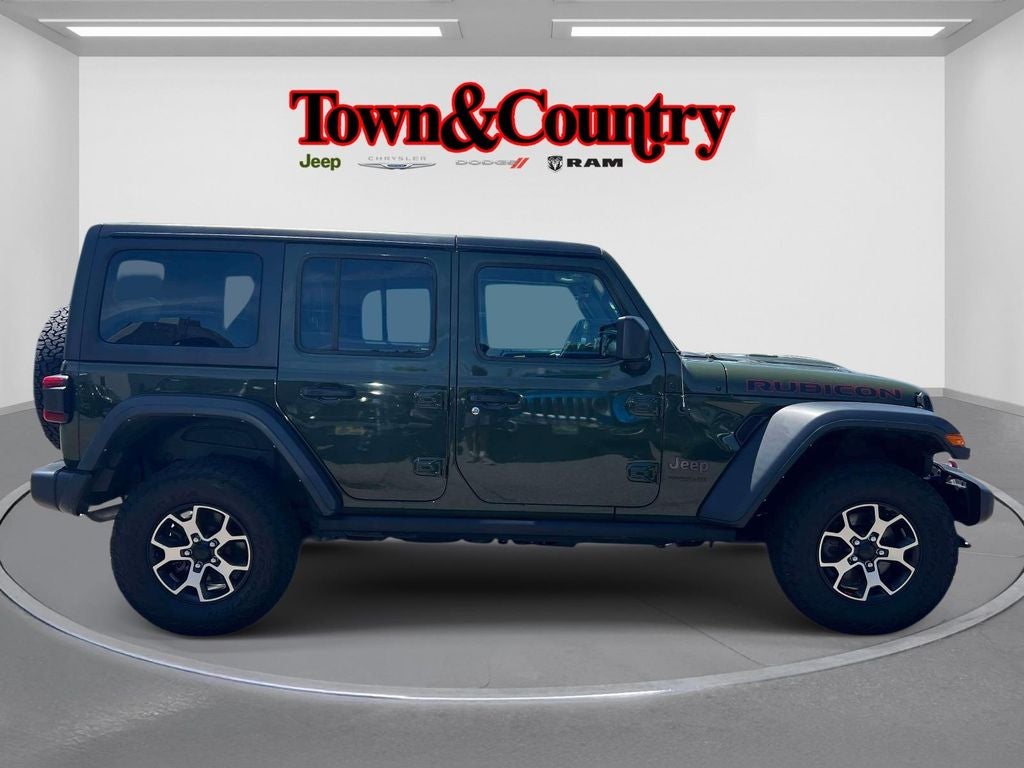 2022 Jeep Wrangler Unlimited Rubicon in Sarge Green Clearcoat — front three-quarter view