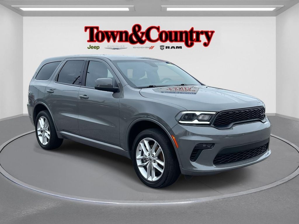 2022 Dodge Durango GT AWD in Destroyer Gray Clearcoat — front three-quarter view