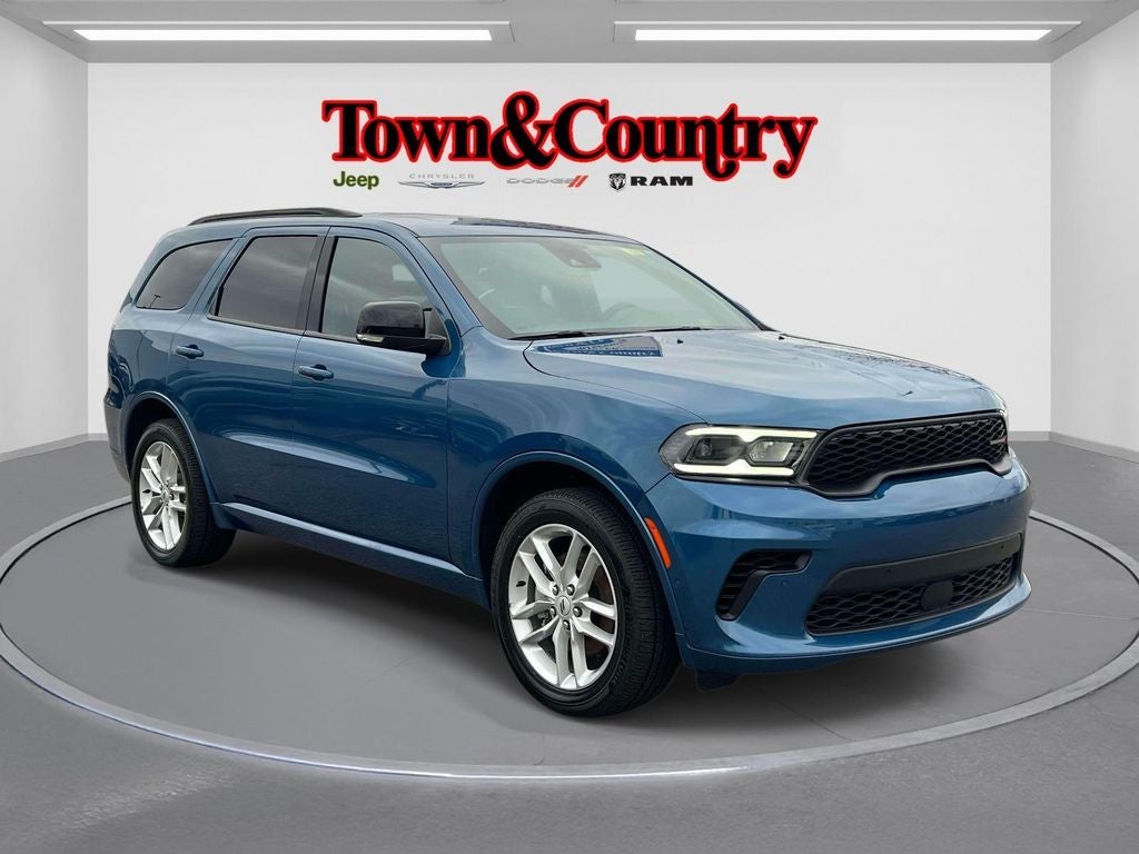 2025 Dodge Durango GT Plus AWD in Frostbite Pearlcoat — front three-quarter view