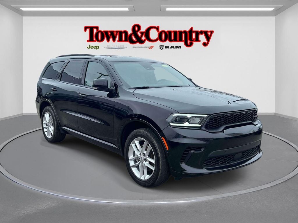 2025 Dodge Durango GT Plus AWD in Db Black Clearcoat — front three-quarter view