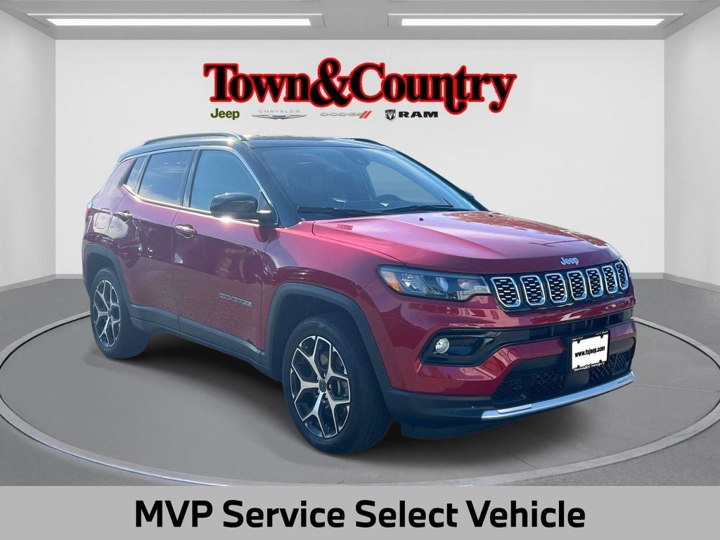 2025 Jeep Compass Limited 4x4 in Red Hot Pearlcoat — front three-quarter view
